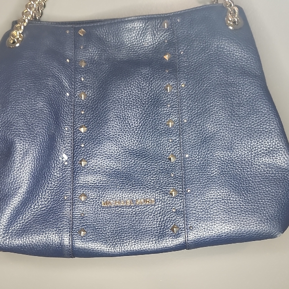 Michael Kors Blue Studded Leather Bag